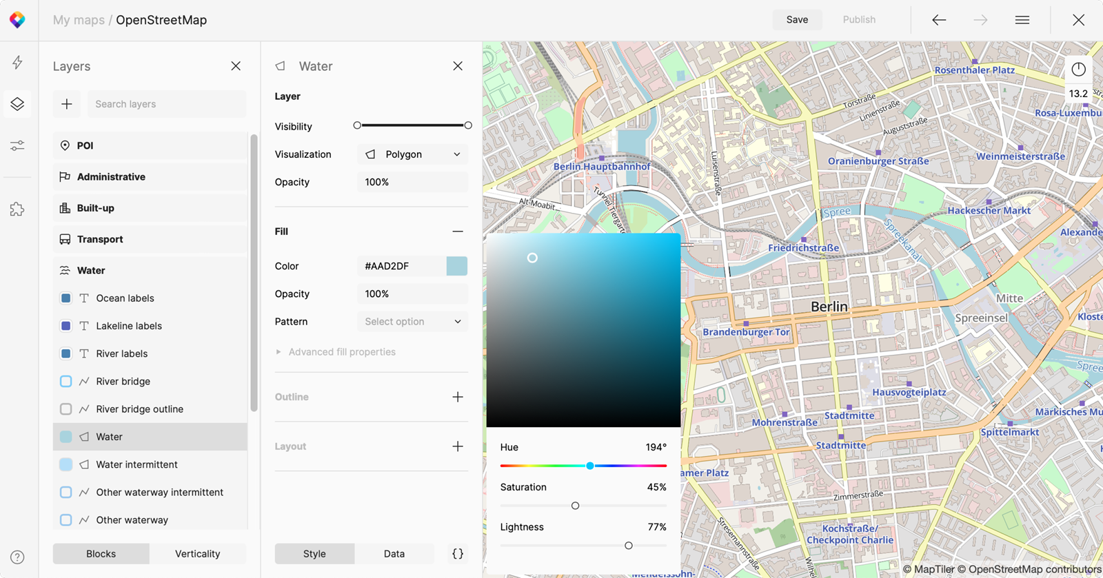 Tool for map designers to create customized maps usable in QGIS